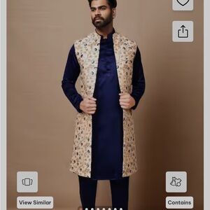 Navy Blue and Gold Kurta